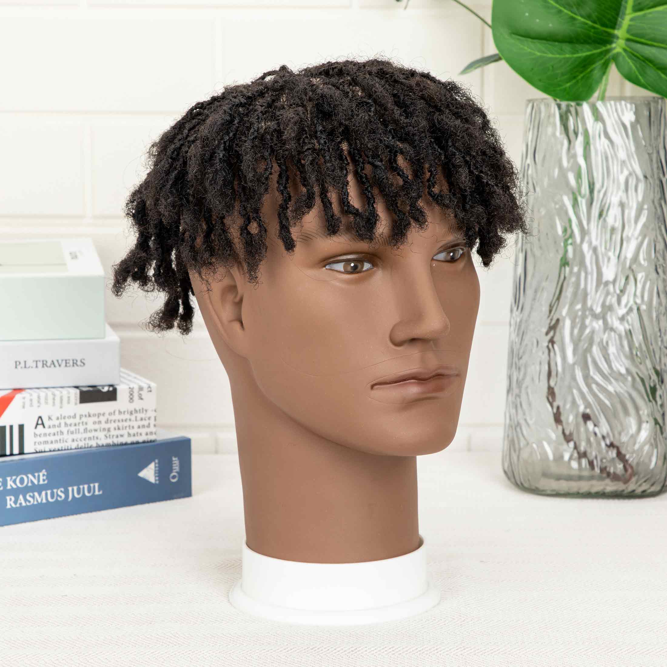 Interlocking Dreadlocks Toupee 100% Human Hair Base Unit For Black Men 8x10inch with Transparent Lace