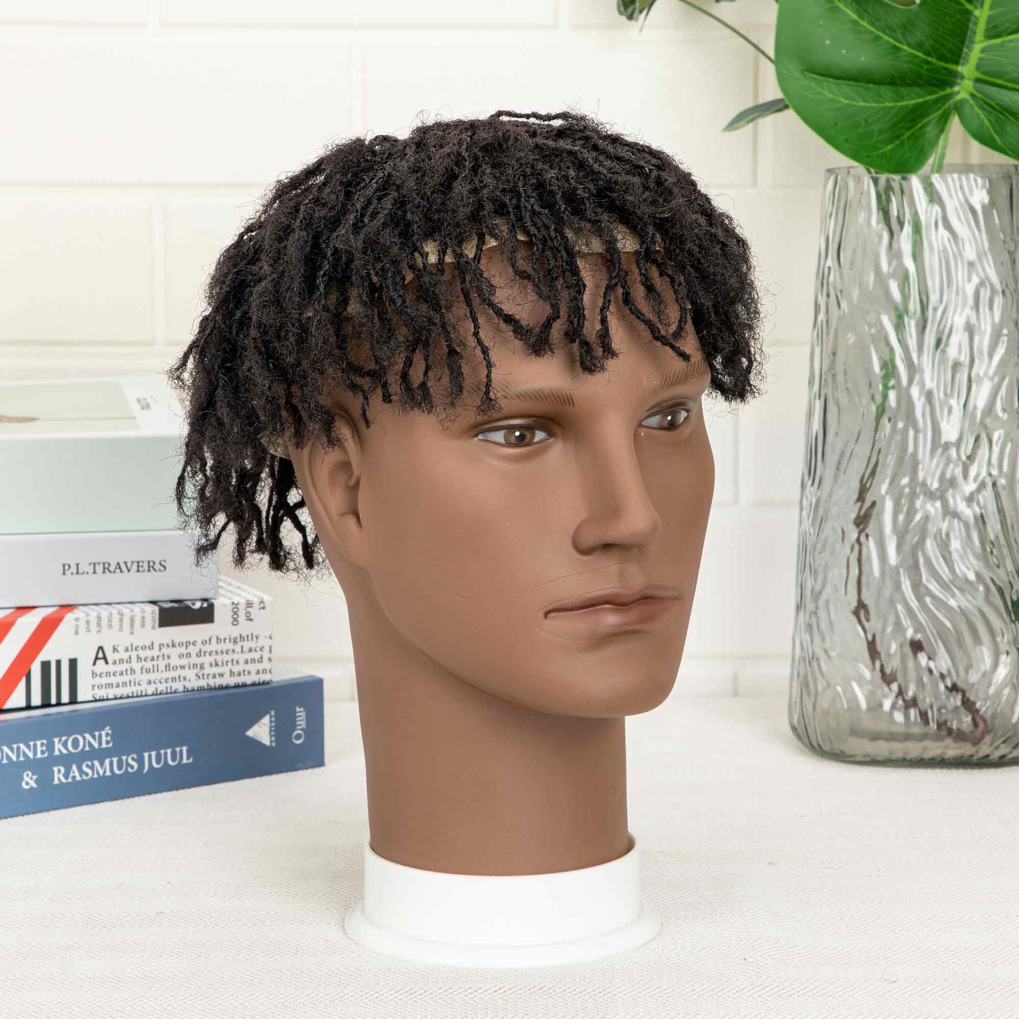 Interlocking Dreadlocks Toupee 100% Human Hair Base Unit For Black Men 8x10inch with Transparent Lace