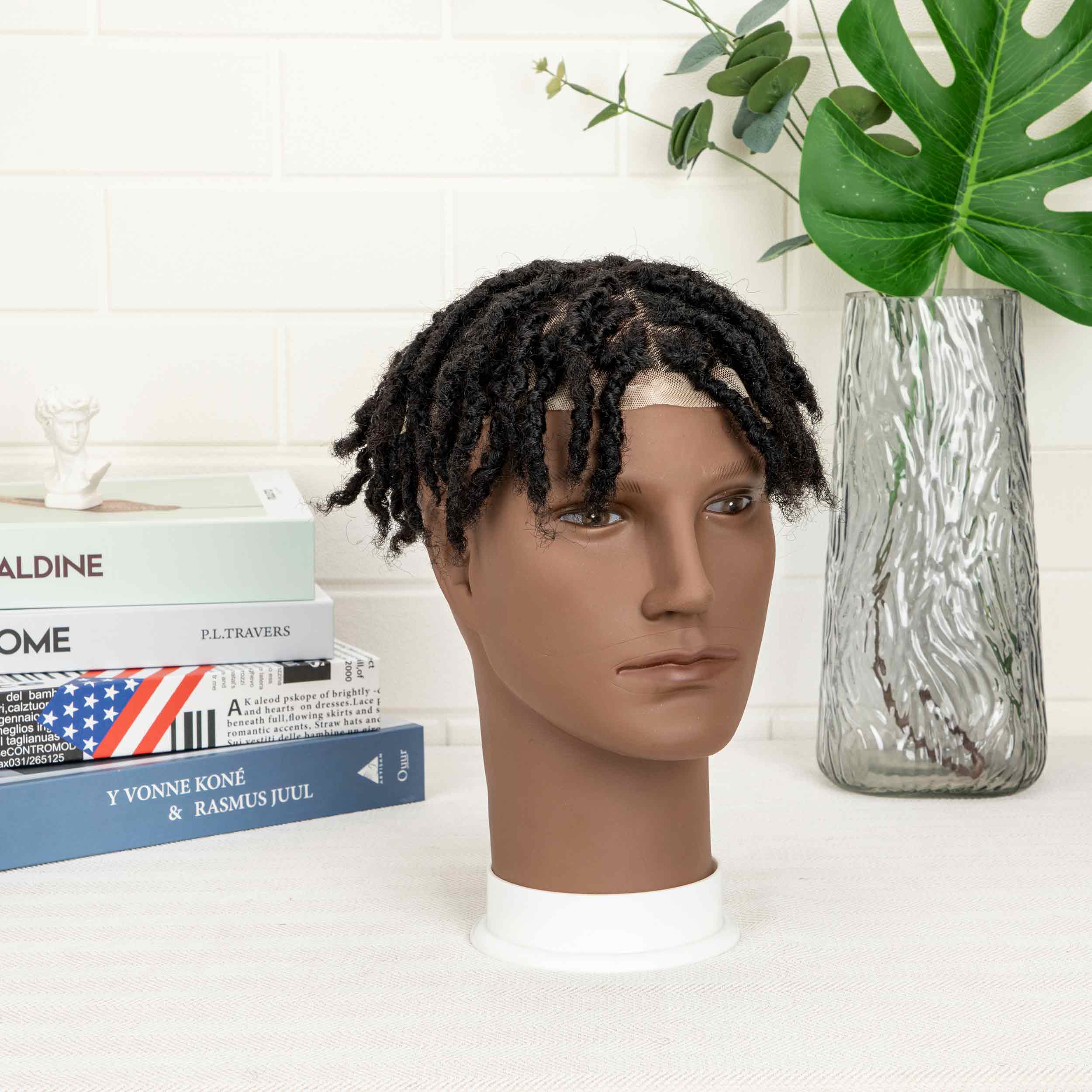 Interlocking Dreadlocks Toupee 100% Human Hair Base Unit For Black Men 8x10inch with Transparent Lace