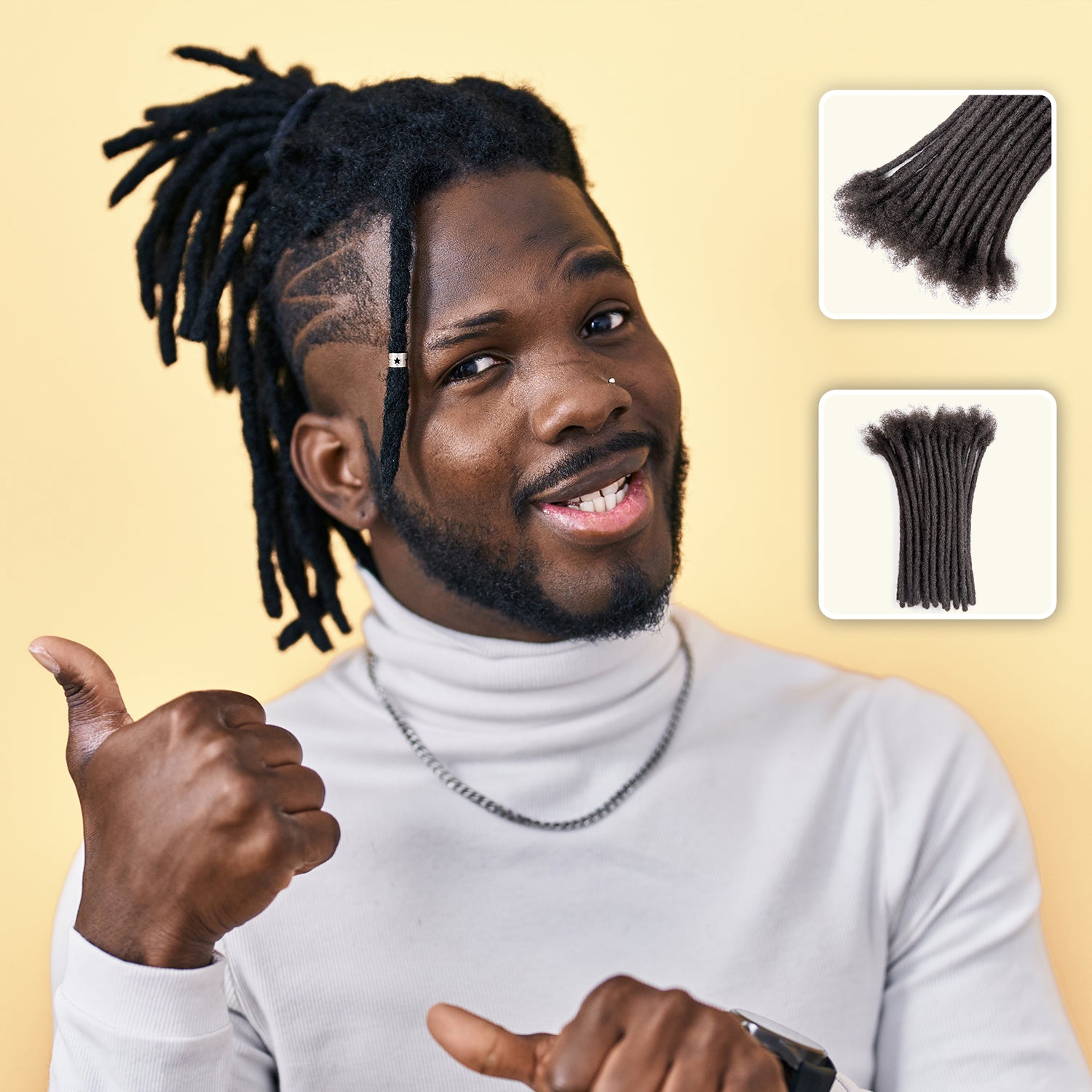 Extensions de cheveux humains Dreadlocks permanentes Afro Dreads 0,6 cm d'épaisseur (4-18 pouces)
