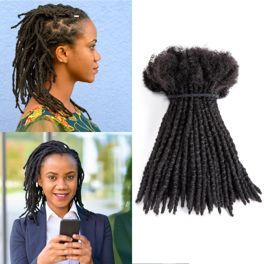 Textured Dreadlocks Extensions Human Hair Permanent Dreads Locs For Men and Women Natural Black