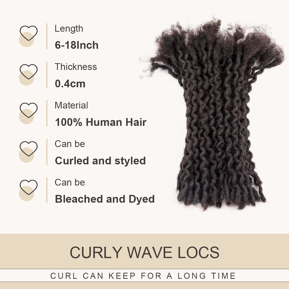 Dreadlocks Extensions Cheveux Humains Permanent Dreads Locs Extensions de Cheveux pour Retwist et Braid 0.4cm Thin (6-18 Inch)