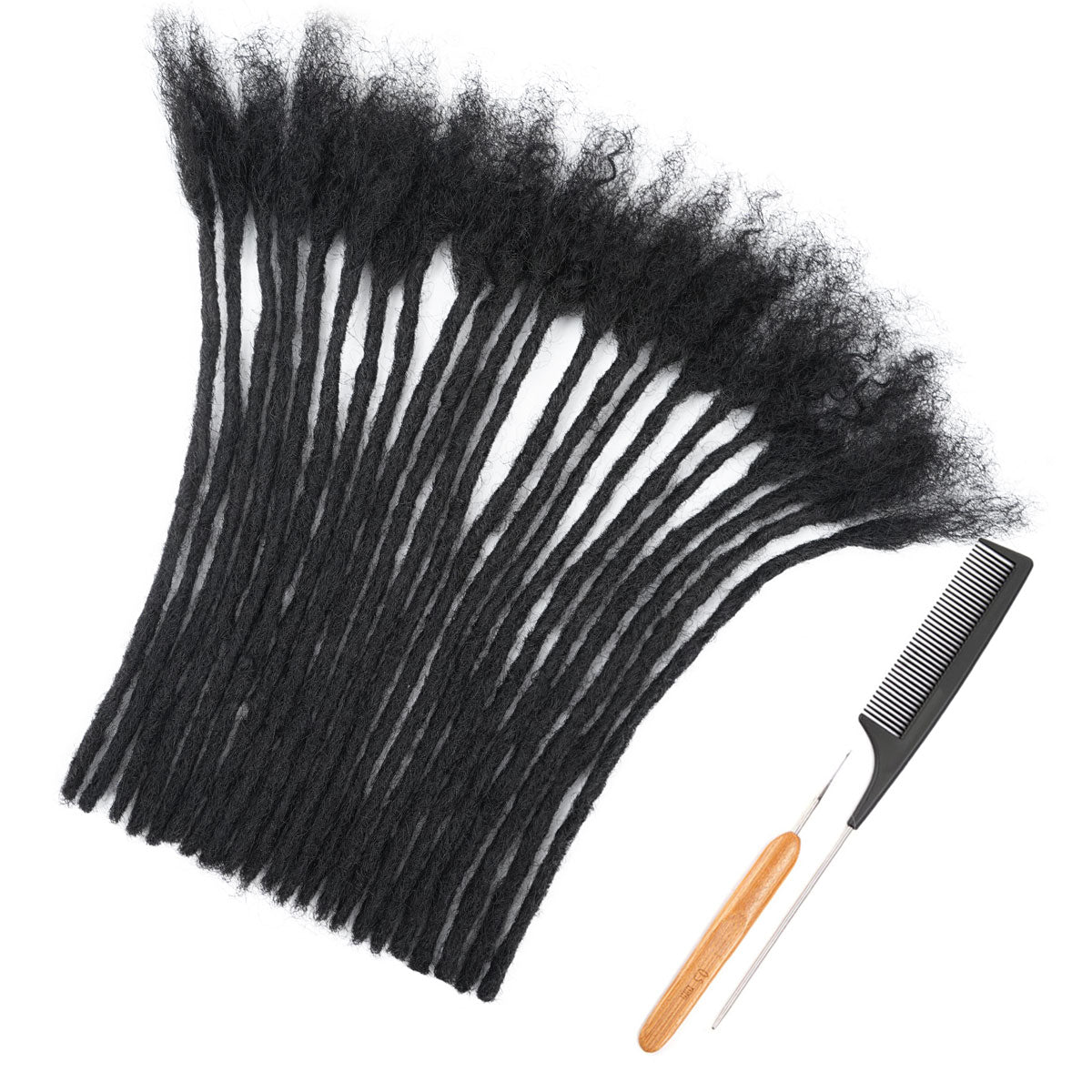 0.6cm Soft Human Hair Dreadlocks Permanent Locs Extensions Afro Dreads For Men and Women (4-18 Inch)