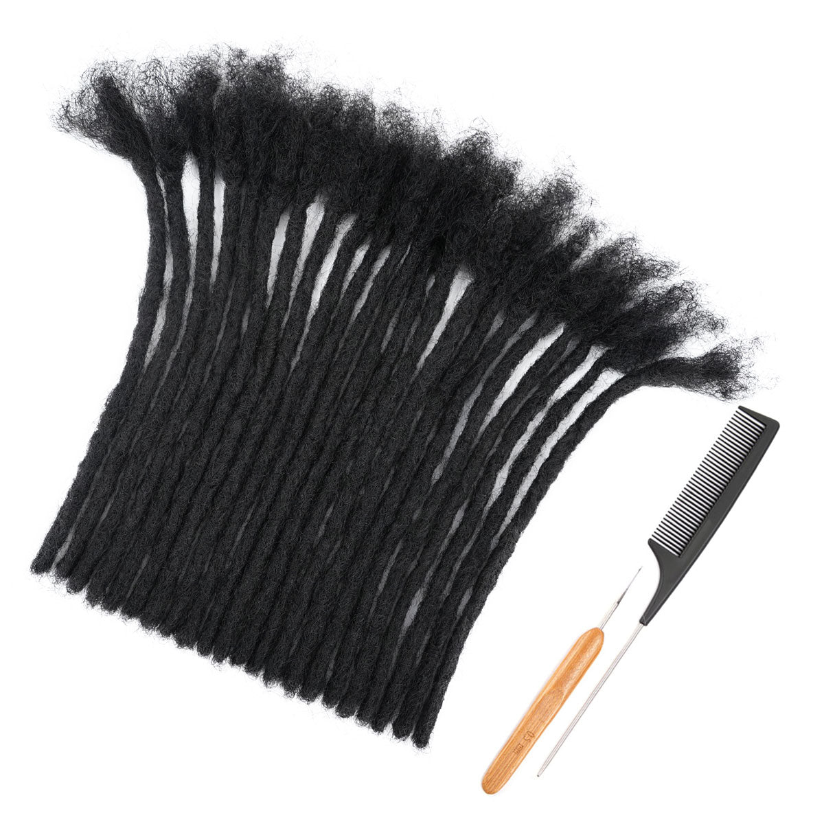 0.8cm Soft Human Hair Loc Extensions Locs Dreads Hair Extensions For Men and Women (6-18 Inch)