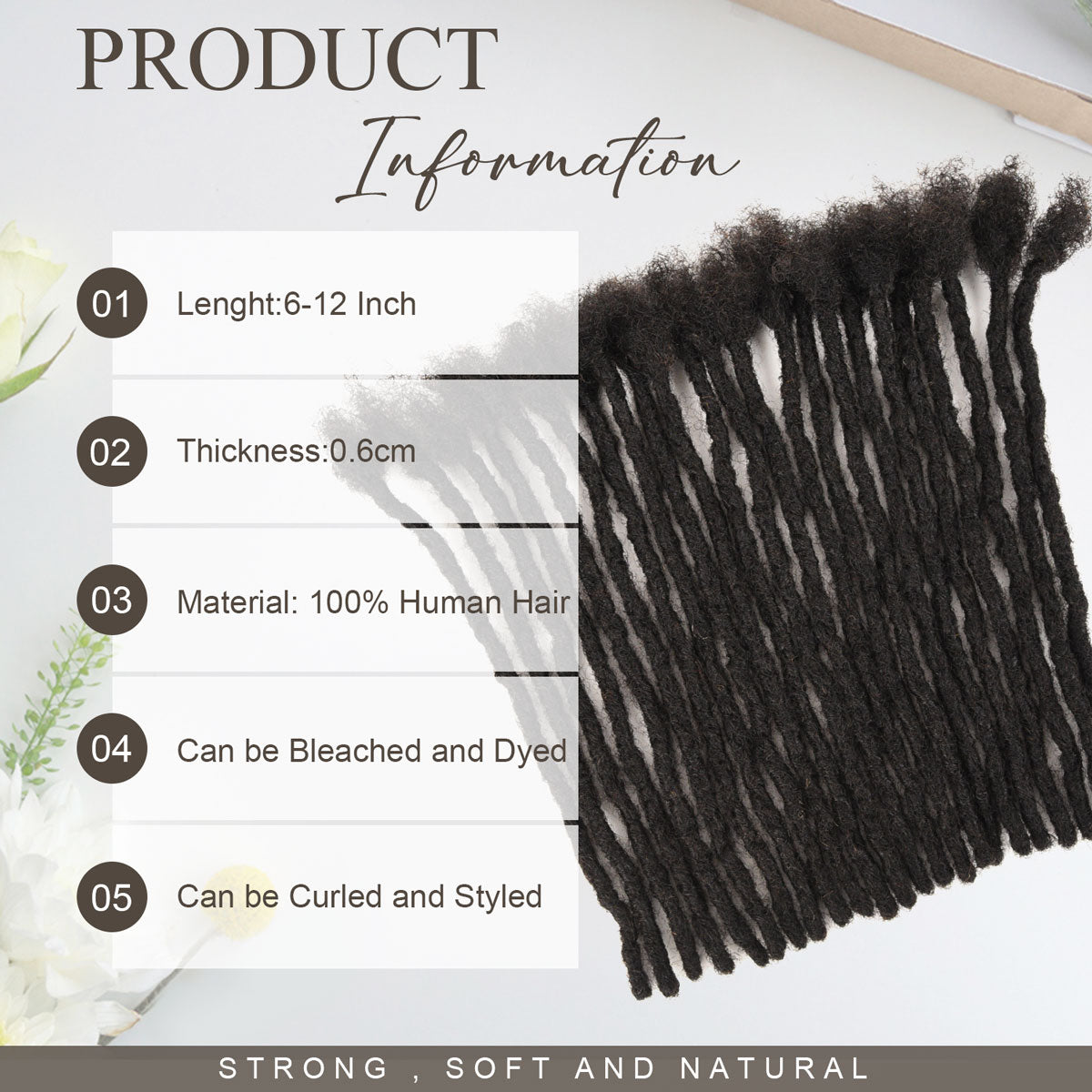 Fusion Locs 100% Human Hair Loc Extensions, Lighter and Softer, Natural Black