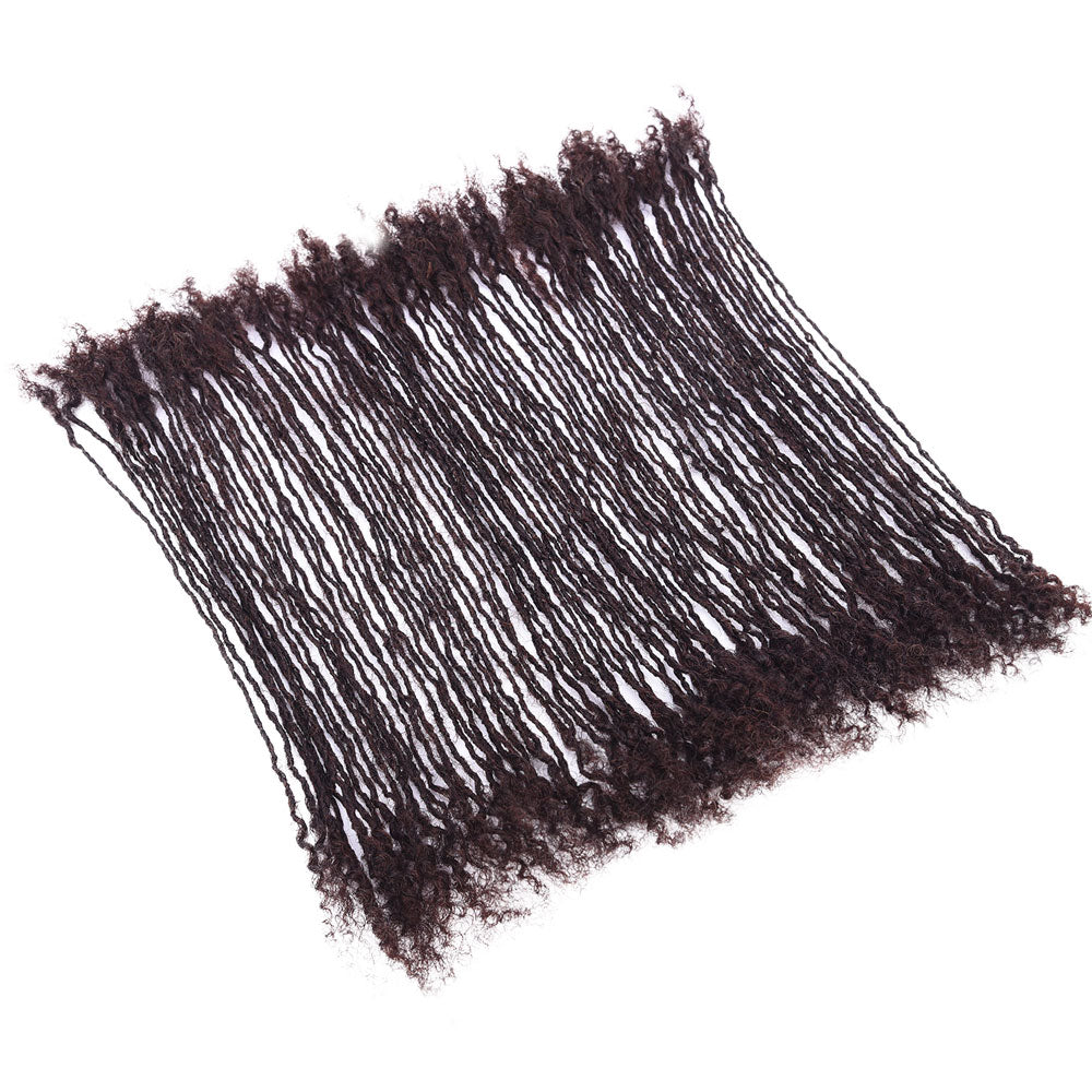 #4 Dark Brown Interlocking Sisterlocks Curly Tips 100% Real Micro Locs Extensions Human Hair, Full Handmade