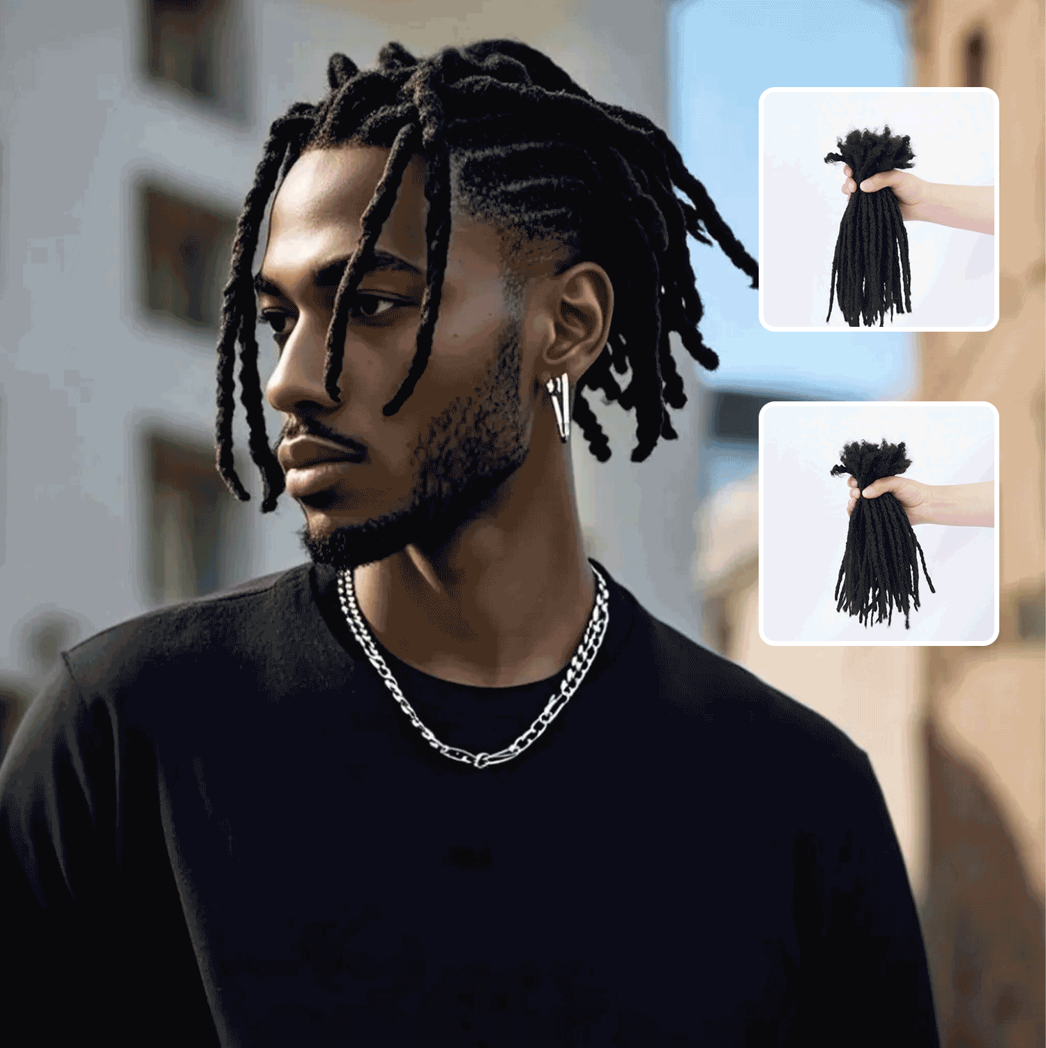Interlocking Locs 100% Real Human Hair Loc Extensions, Whole long hair, Full Handmade natural black