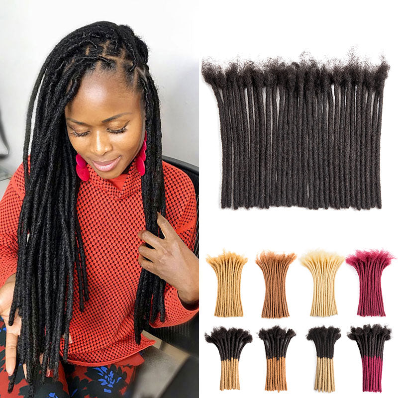 0.8cm Human Hair Dreadlocks Extensions Locs Dreads Hair Extensions For Men and Women (6-18 Inch)