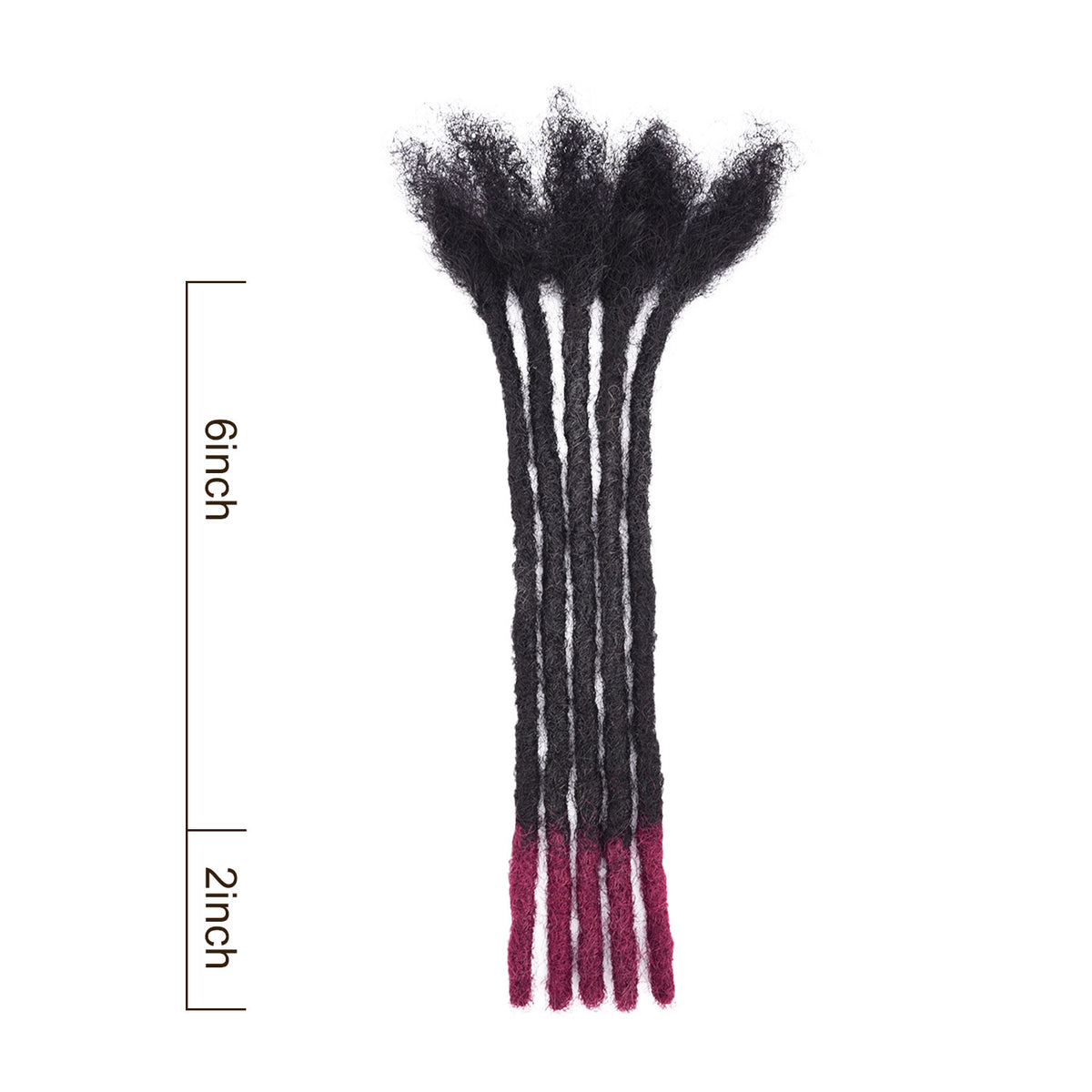 Handmade T1B human hair dreadlocks with 2 inches Bug Tips color, 8 inches total length. T1B/Bug tips, 0.4cm-0.8cm thick.