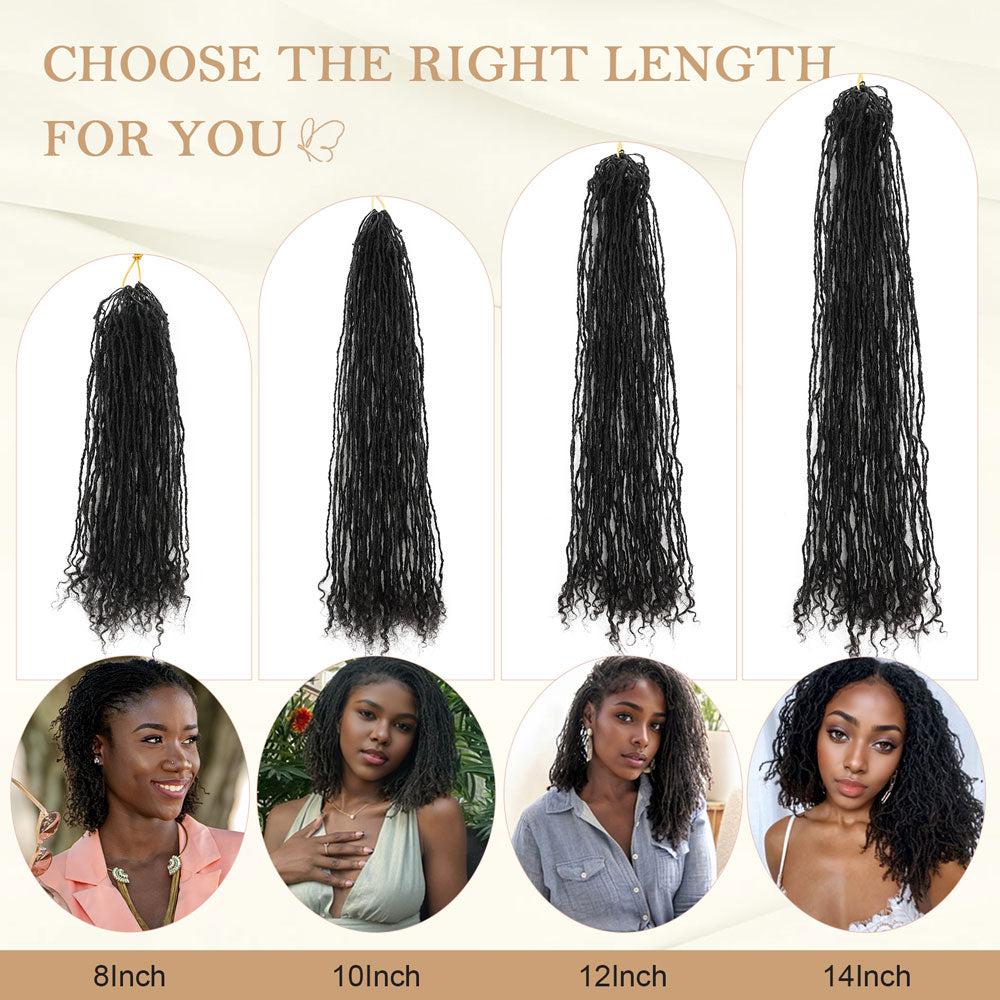 Interlocking Sisterlocks Feather Crochet Hair Extensions Curly Tips 100% Real Micro Loc Extensions Human Hair, Natural Black