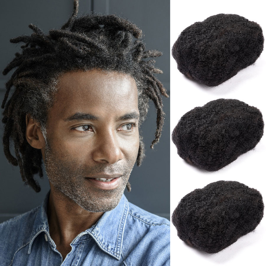 Afro Human Hair Bulk for Dreadlocks, Repair Extensions. Natural Black 6-12 Inch