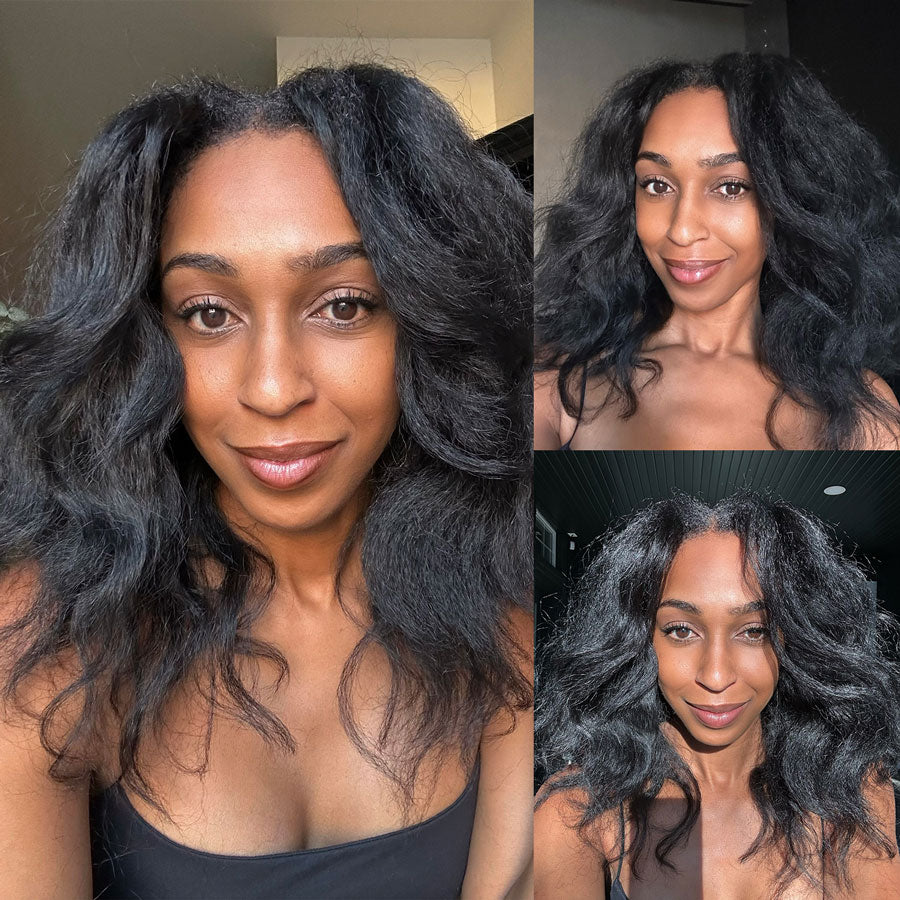 Soft kinky straight pre-stretched virgin human hair extensions