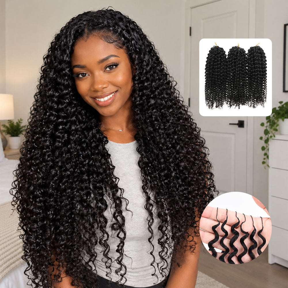 Jerry Curly Crochet Hair Natural Black Feather Human Hair Extensions