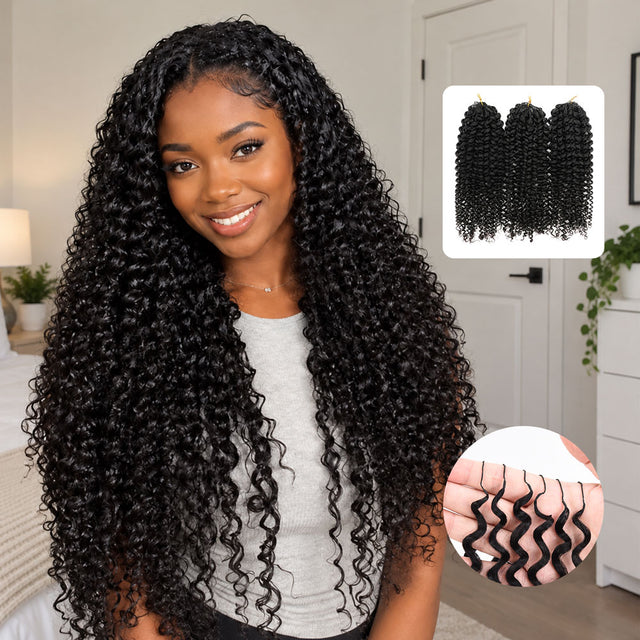 Jerry Curly Crochet Hair Natural Black Feather Human Hair Extensions