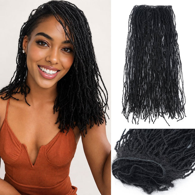 Weft Interlocking Sisterlocks 100% Real Micro Locs Extensions Human Hair, Full Handmade Natural Black