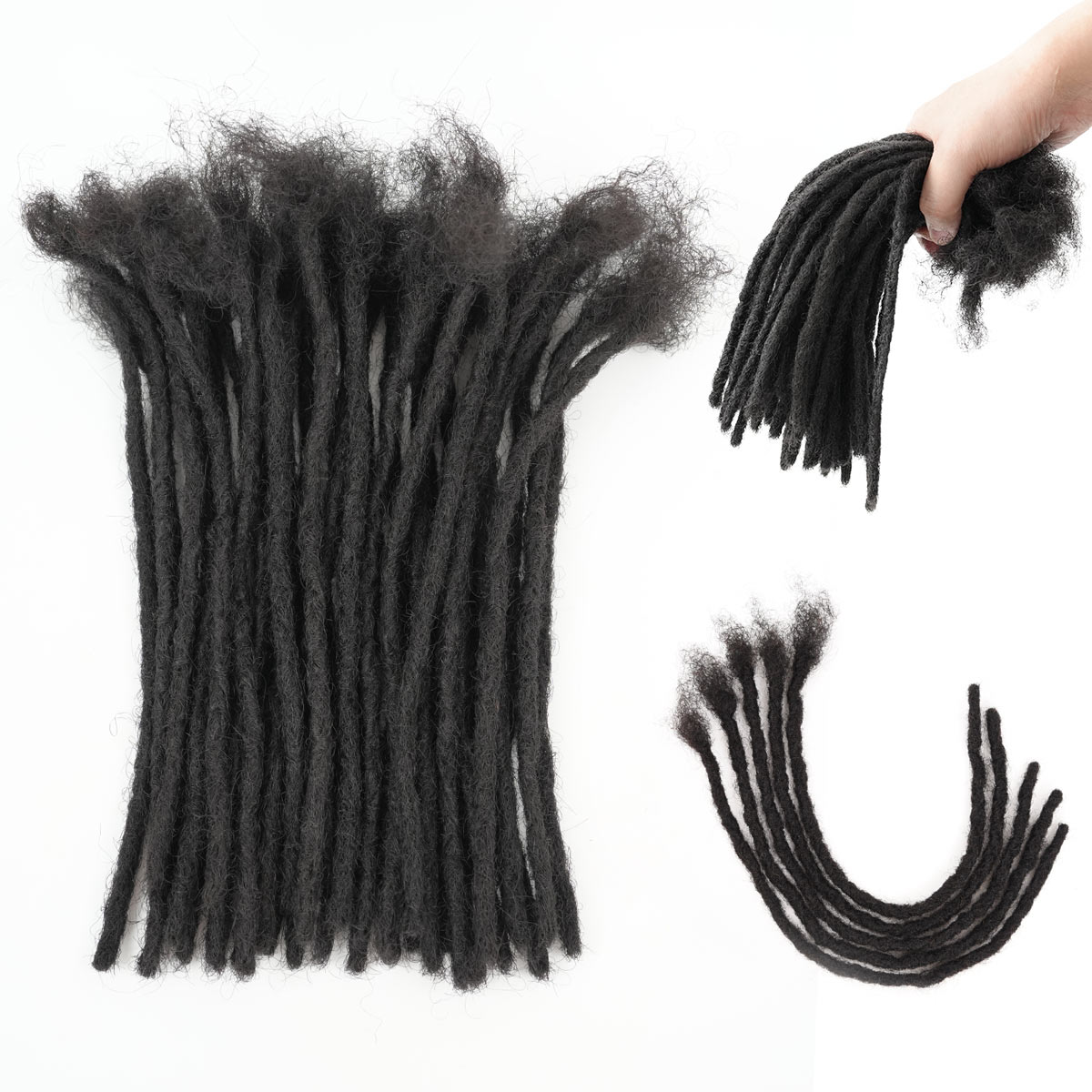 0.6cm Soft Locs 100% Human Hair Loc Extensions for Black Men and Women, Lightweight, Natural Black