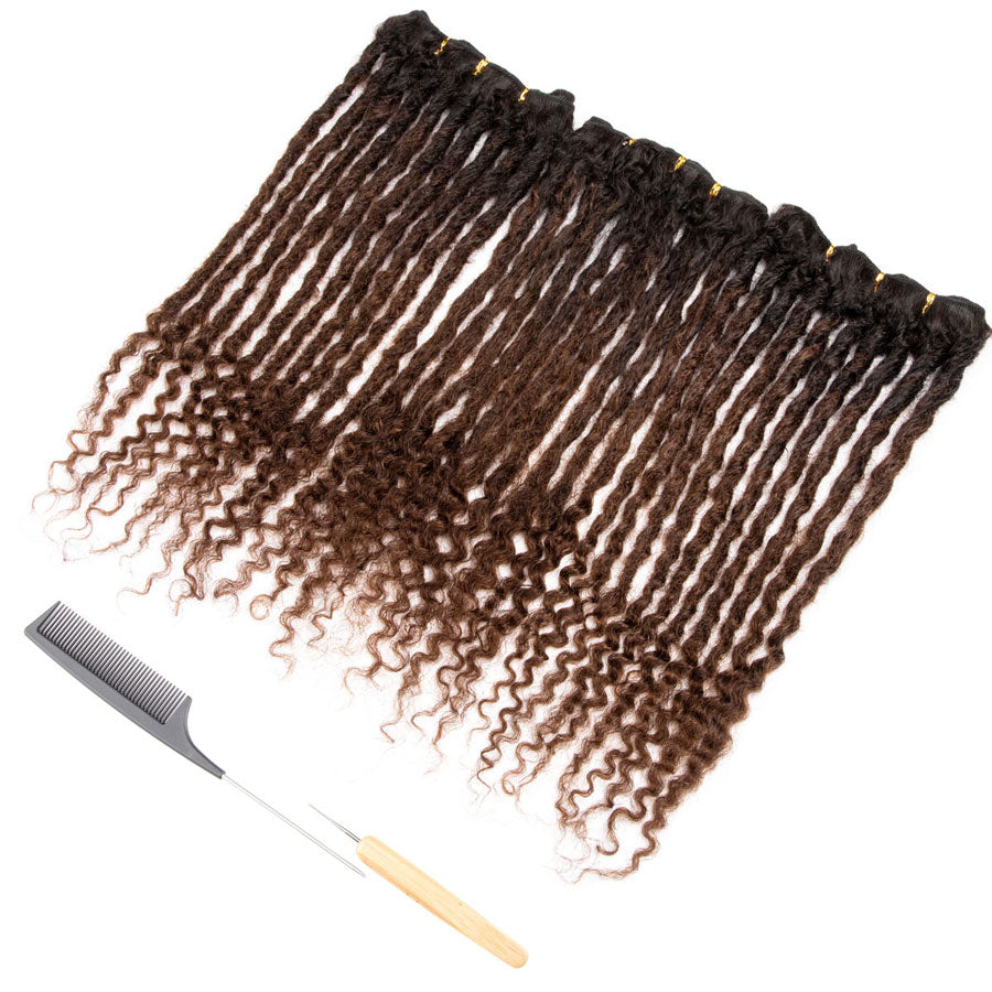 Human Hair Loc Extensions with Curly Ends, Weft Locs,Full Handmade Whole Long Hair Production
