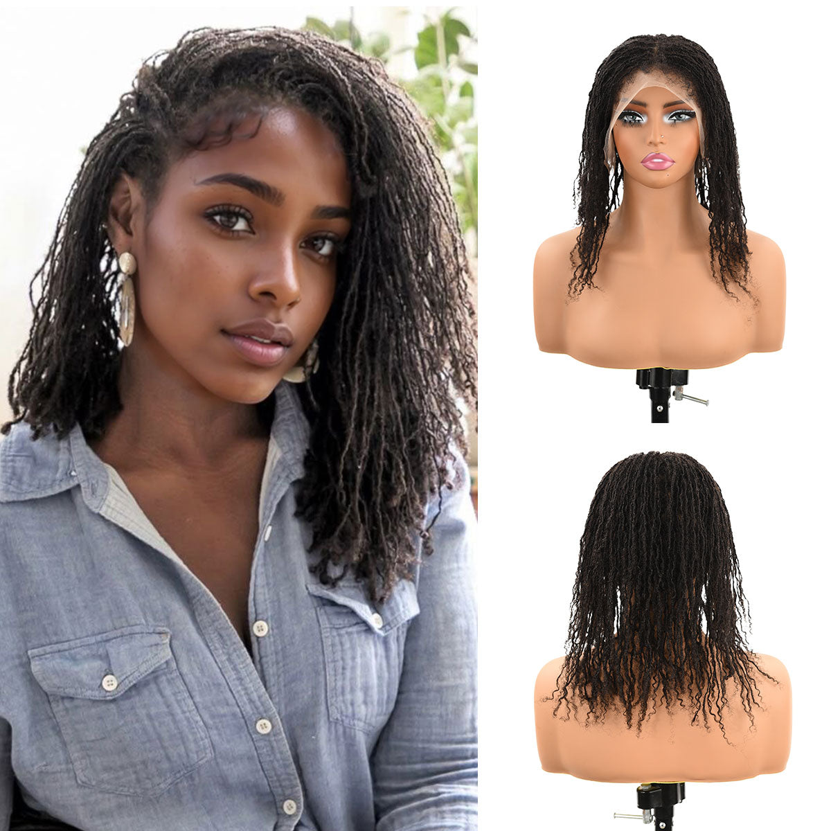 Sister Locs Human Hair Full Lace Wig