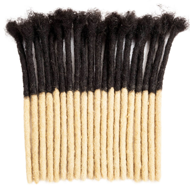 Ombre black to blonde human hair dreadlocks extensions, 0.8cm thickness