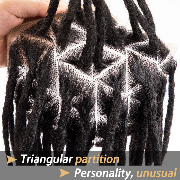 Unité de Base Afro Dreadlocks toupet Afro locs pour hommes noirs, tissage de cheveux 100% naturels, 8x10 pouces avec dentelle transparente