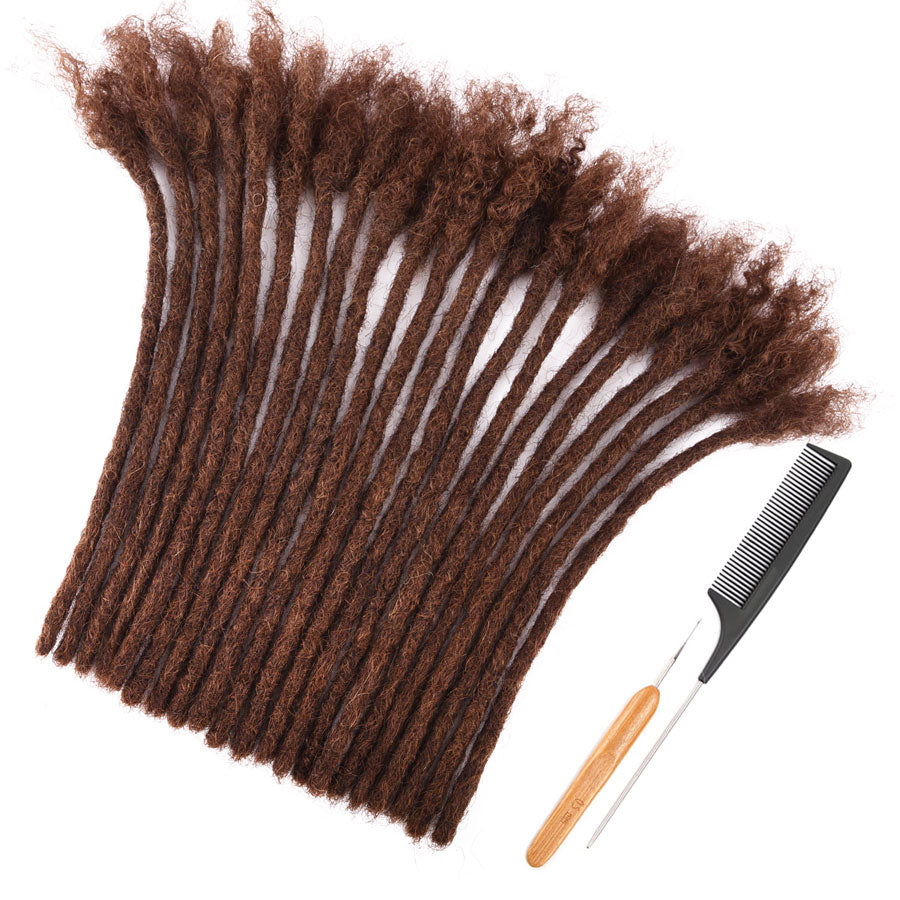 #4 Dark Brown Soft Locs 100% Human Hair Loc Extensions for Black Men and Women, Lightweight