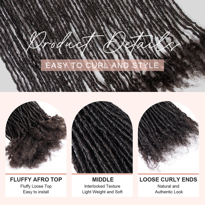 Interlocking Sisterlocks Curly Tips 100% Real Micro Locs Extesnions Human Hair, Full Handmade Natural Black