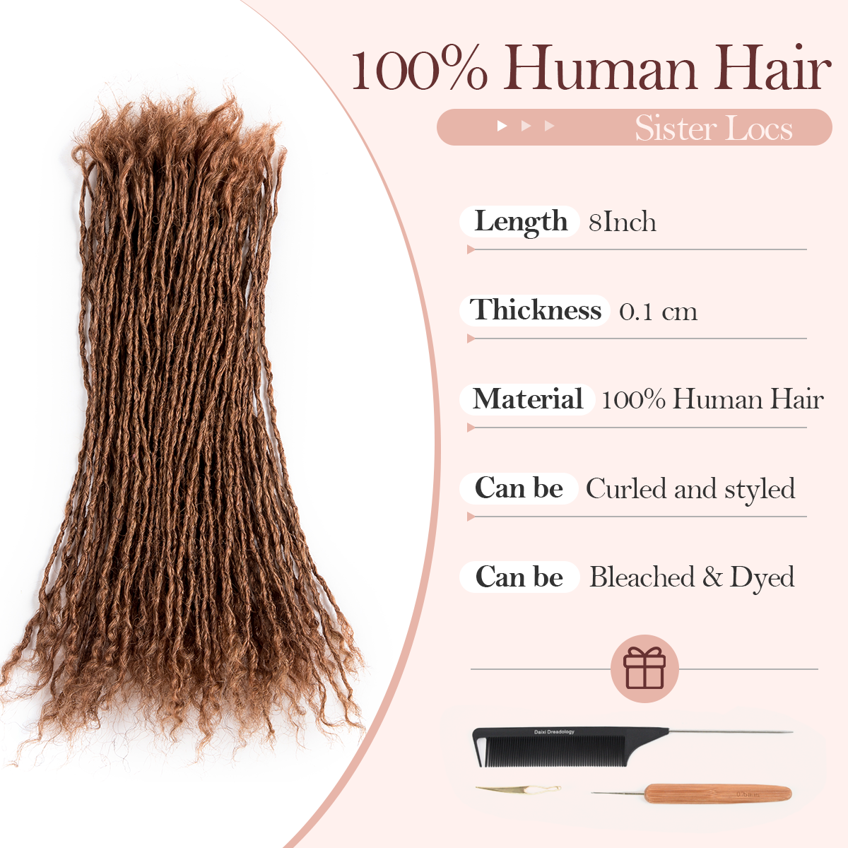 #30 Interlocking Sisterlocks Curly Tips 100% Real Micro Locs Extesnions Human Hair, Full Handmade Sister Locs