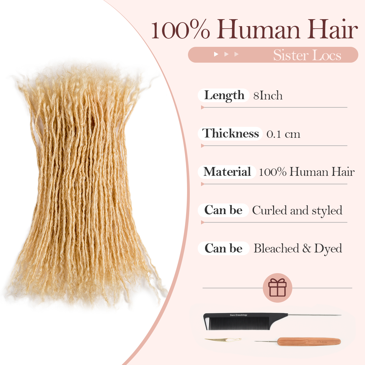 #613 Interlocking Sisterlocks Curly Tips 100% Real Micro Locs Extesnions Human Hair, Full Handmade Sister Locs