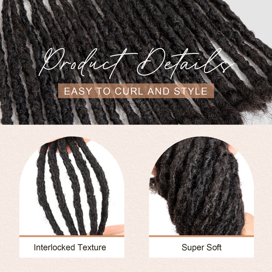 Interlocking Locs 100% Real Human Hair Loc Extensions, Whole long hair, Full Handmade natural black