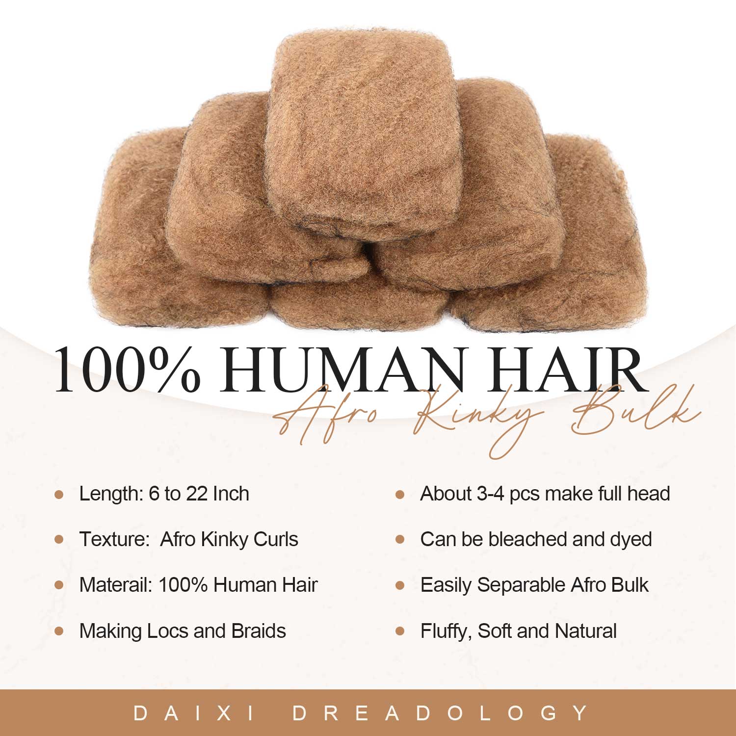 #27 New Afro Kinkys Bulk Human Hair for Dreadlocks/Braids/Twists/Repair Locs