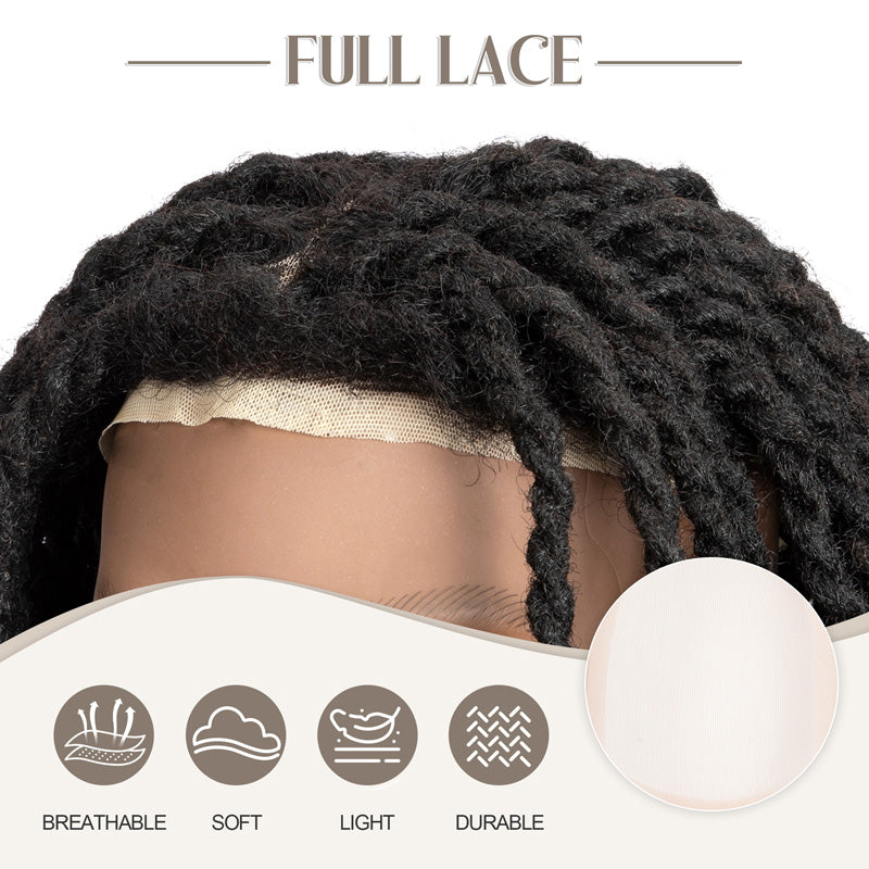 Two Strand Twist Dreadlocks Toupee Afro  Retwisting locs Base Unit For Black Men 100% Human Hair 8x10inch with Transparent Lace