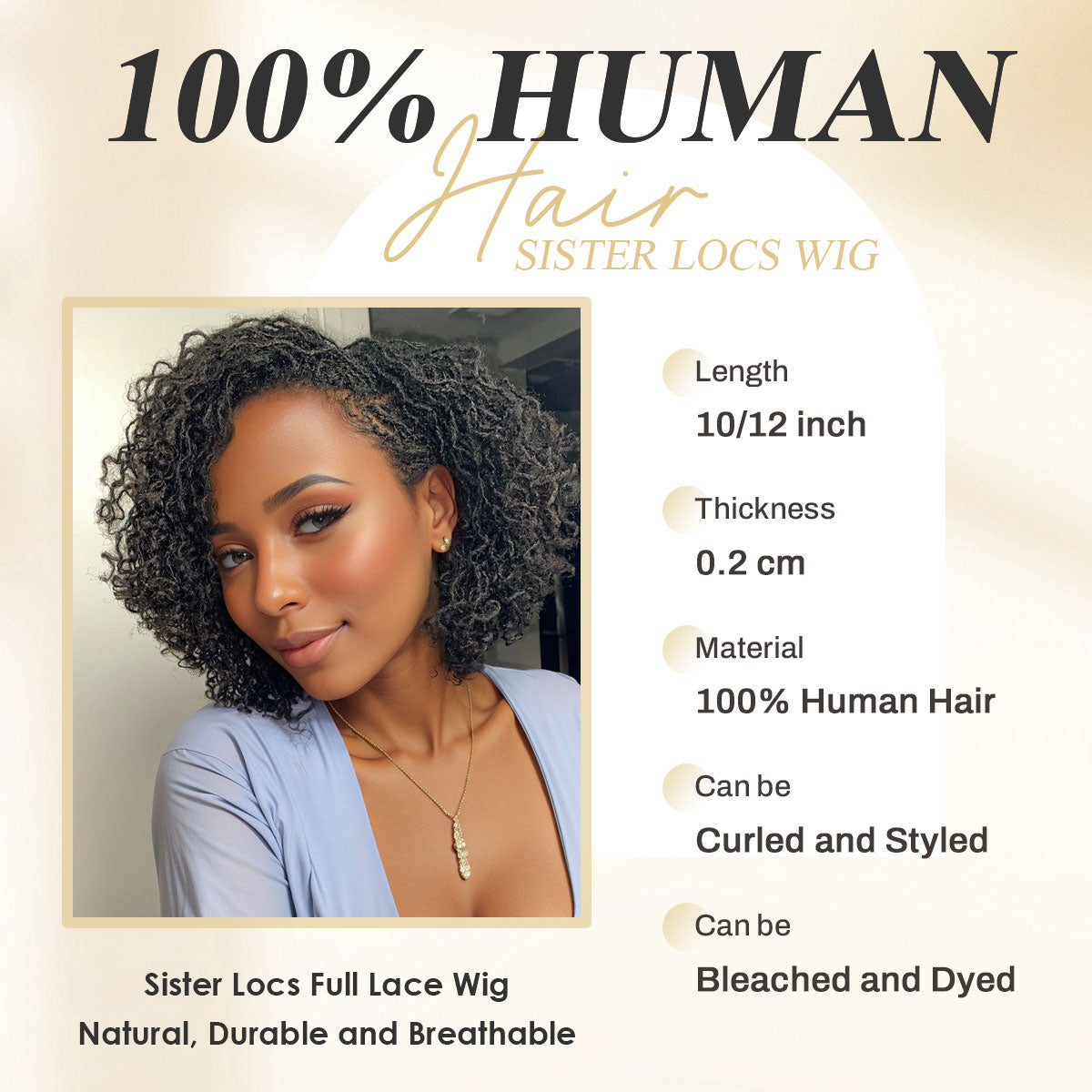 Sister Locs Human Hair Full Lace Wig