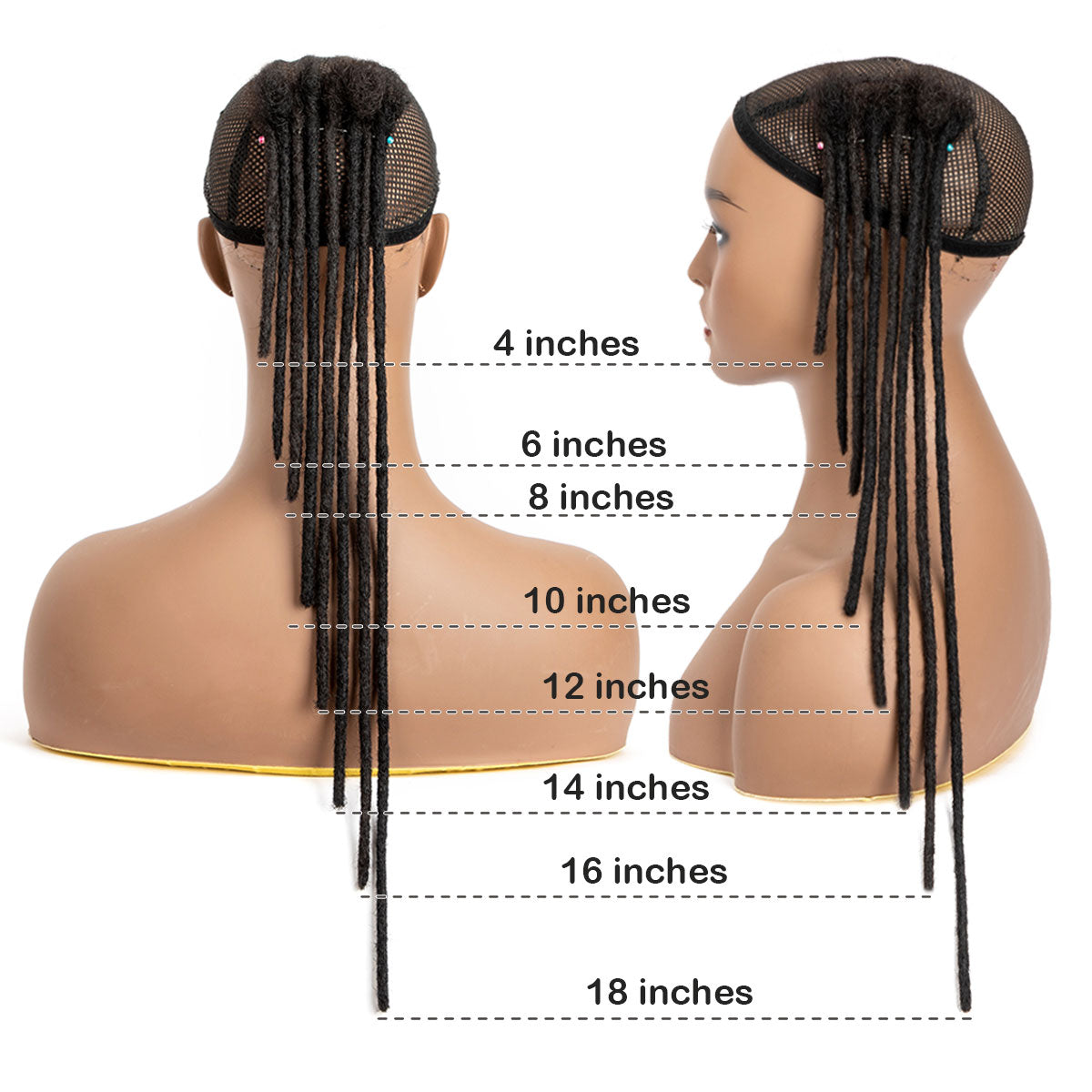 100% Human Hair Loc Extensions for Black Men and Women, handmade, Natural Black, 0.4-0.8cm, Dreads 1.0