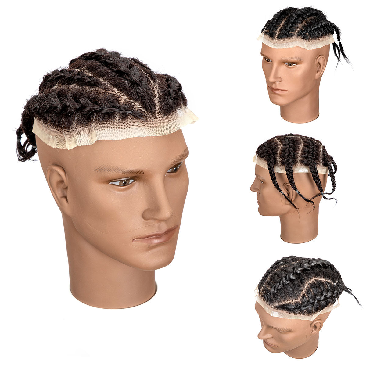Afro Dreadlocks Toupee Afro locs Unité de base pour hommes noirs Unité de cheveux 100% cheveux humains 10x8 pouces avec dentelle transparente 1B # 10 pouces