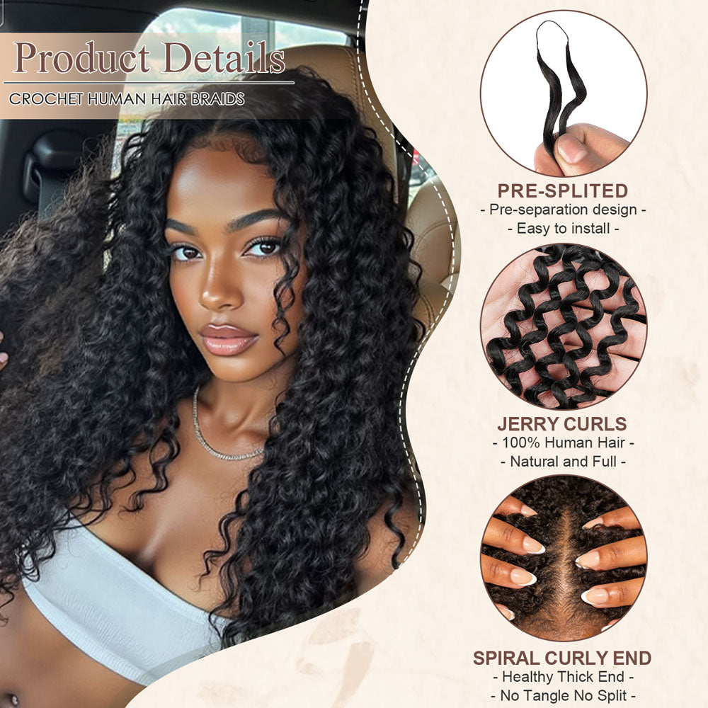 Jerry Curly Crochet Hair Natural Black Feather Human Hair Extensions