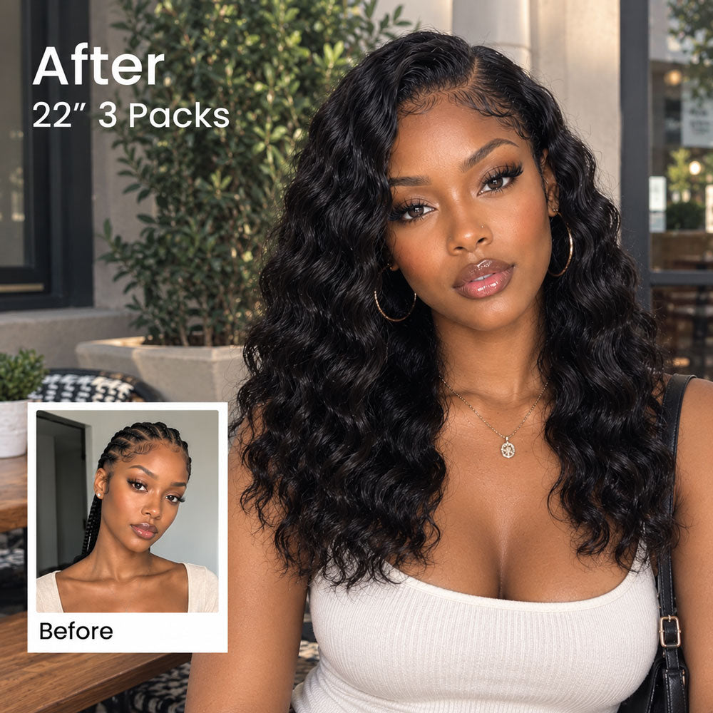 Deep Wave Crochet Hair Natural Black Feather Human Hair Extension