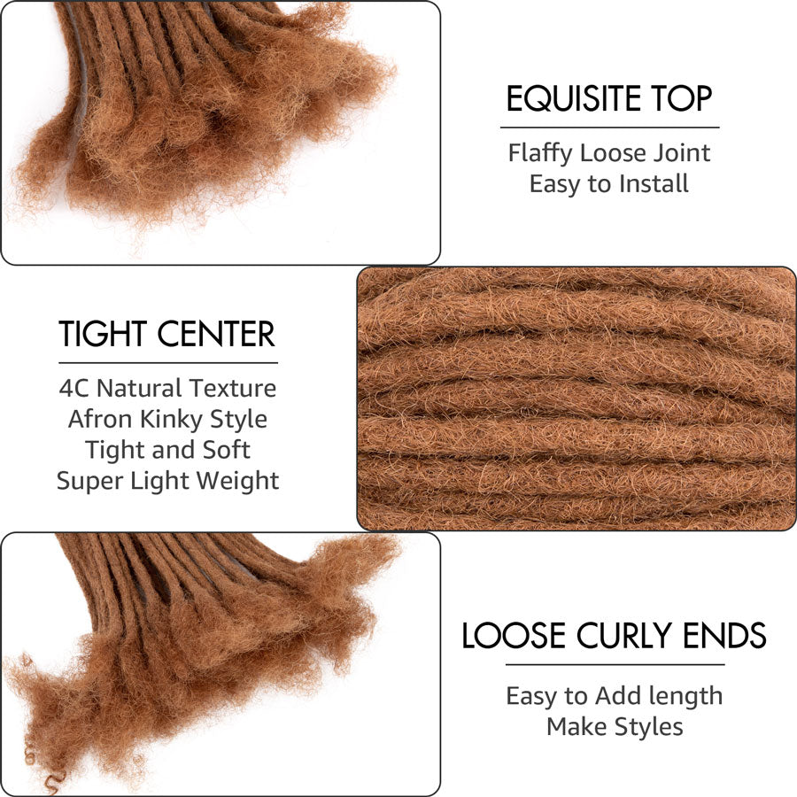 Double Loose Dreadlocks Extensions Human Hair 8 inch