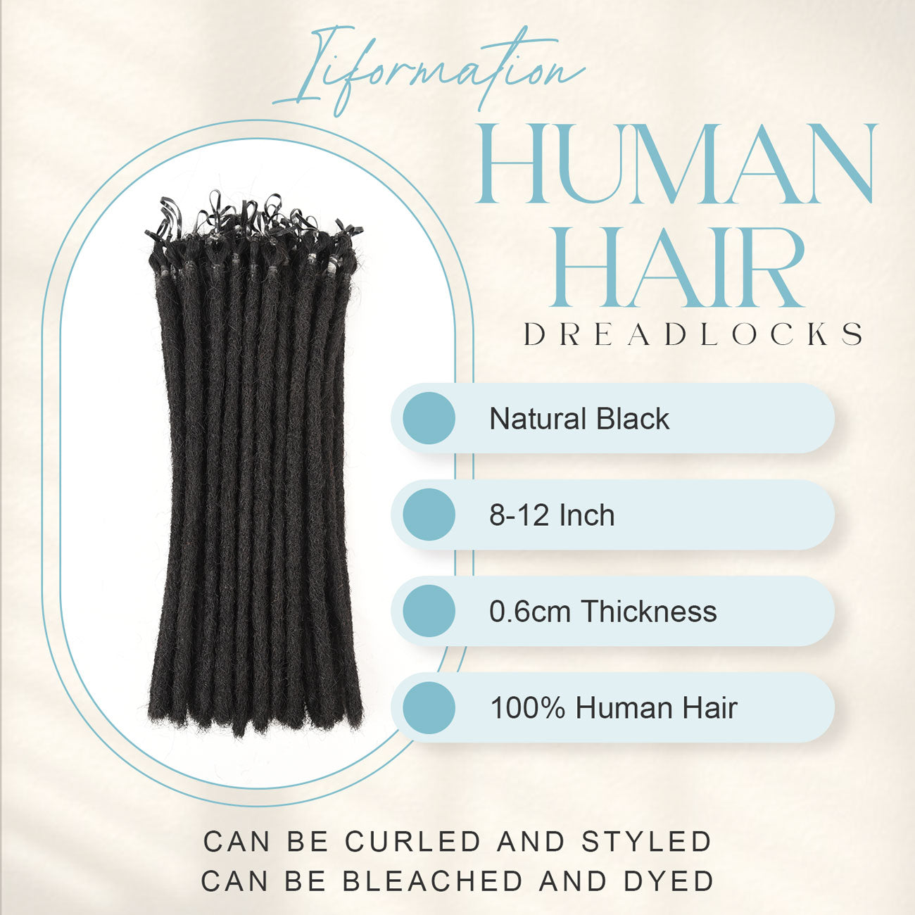 Pre-Looped Dreadlocks Extensions Human Hair For Men and Women Natural Black