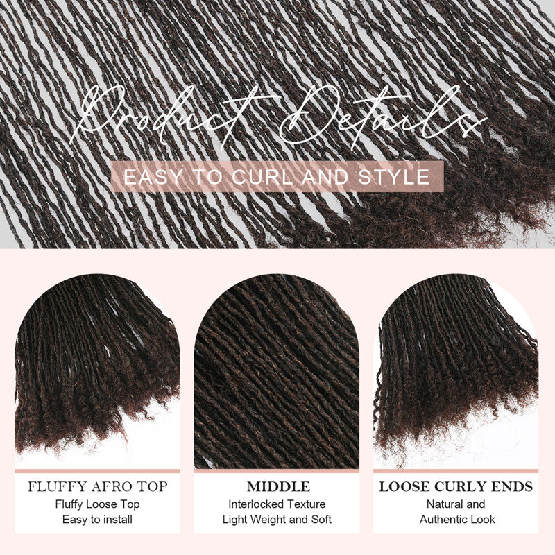#2 Interlocking Sisterlocks Curly Tips 100% Real Micro Locs Extensions Human Hair, Full Handmade