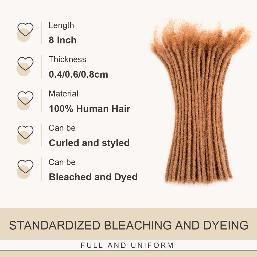 Extensions de cheveux humains bruns #30, Locs faits à la main, épaisseur de 0.4 à 0.8cm