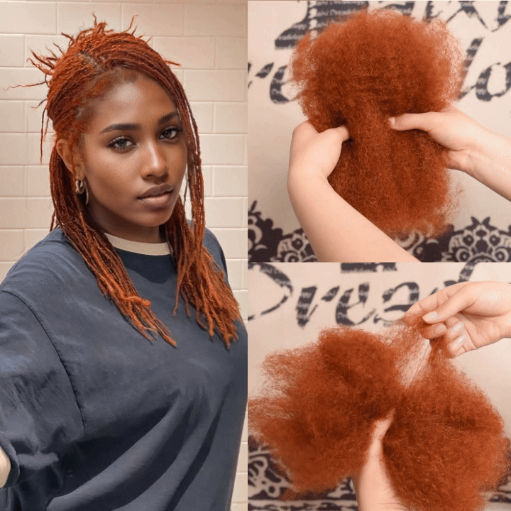 #350 Ginger Afro Kinky Bulk Human Hair for Dreadlocks/Braids/Twists/Repair Locs
