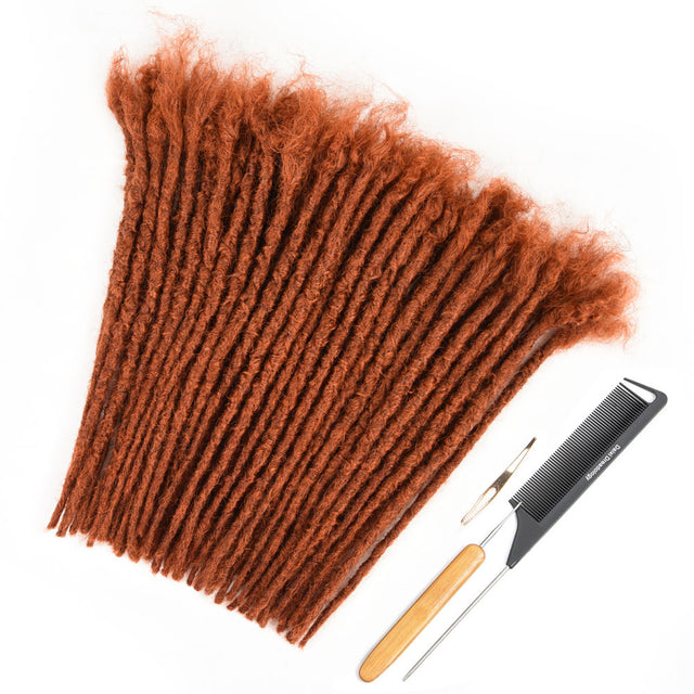 #350 Ginger 100% human hair interlocking loc extensions, handmade with tools.