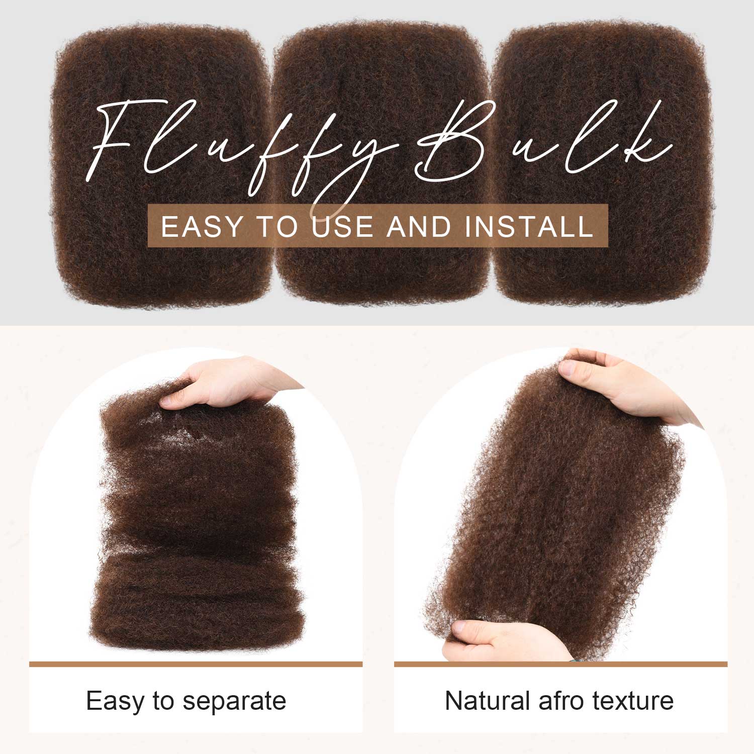 #4 New Afro Kinkys Bulk Human Hair for Dreadlocks/Braids/Twists/Repair Locs