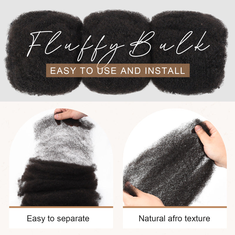 Afro Kinky Bulk Human Hair For Braiding Dreadlocks Hair 4C 8-22 Inch