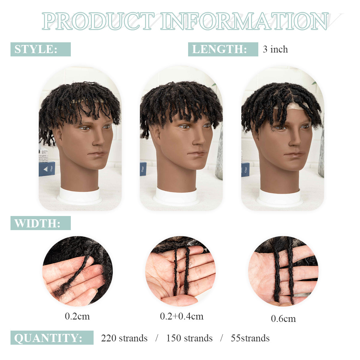 Interlocking Dreadlocks Toupee 100% Human Hair Base Unit For Black Men 8x10inch with Transparent Lace
