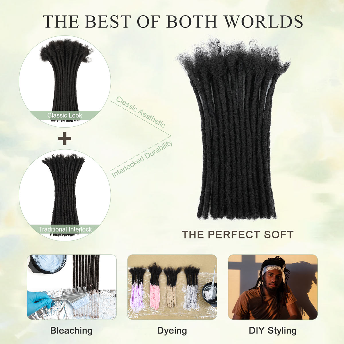 0.6cm Soft Locs 100% Human Hair Loc Extensions for Black Men and Women, Lightweight, Natural Black