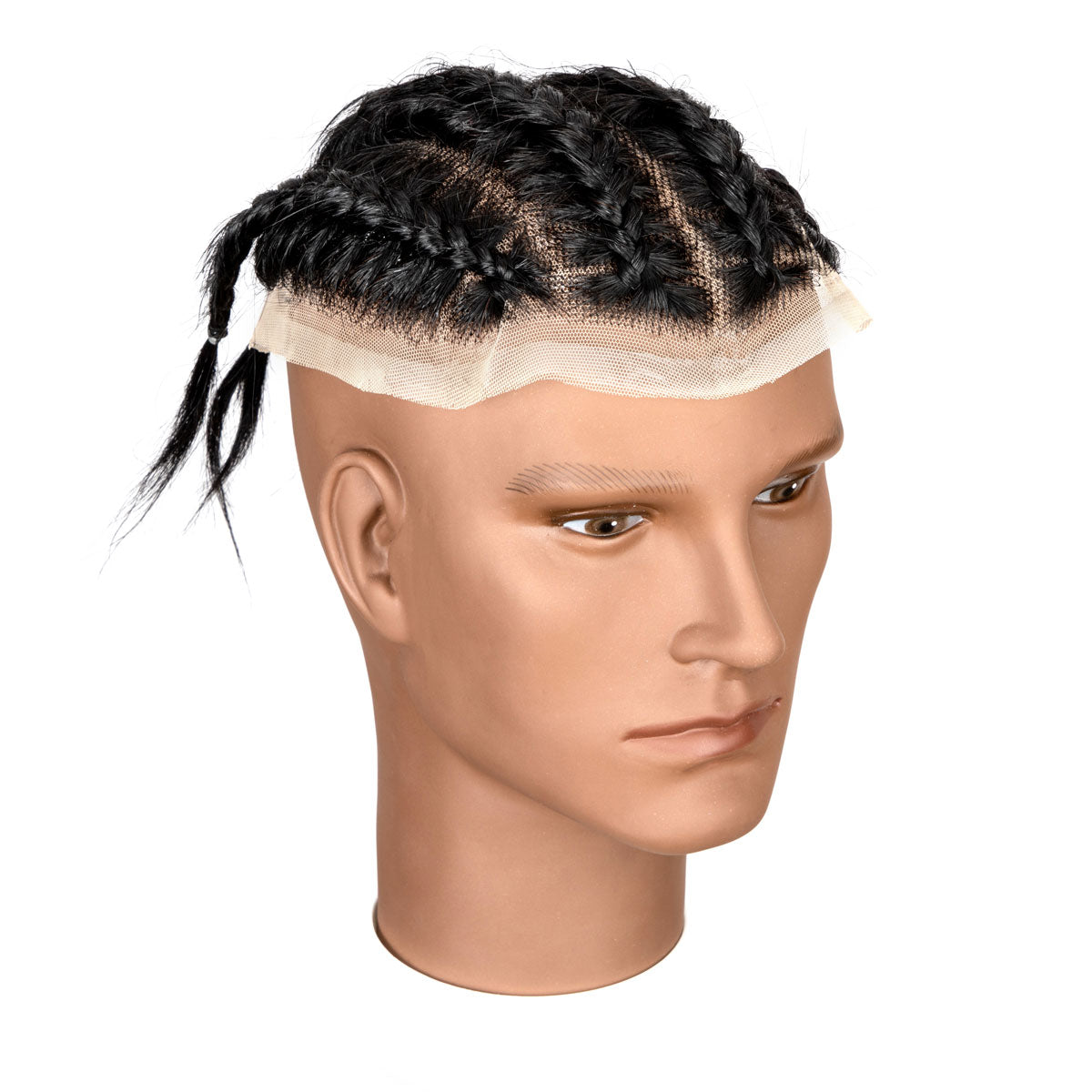 Cornrow Braids Toupee 8x10 inches Natural Black Human Hair Base unit with Transparent Lace