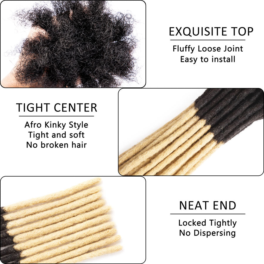 #T1B/613 Ombre Blonde Color Human Hair Dreadlocks Extensions Handmade Locs For Men and Women 0.8cm Thickness