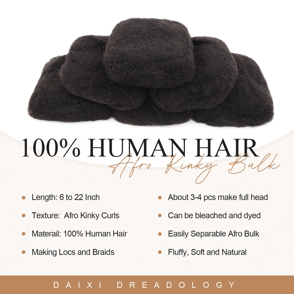 Afro Kinky Bulk Human Hair For Braiding Dreadlocks Hair 4C 8-22 Inch