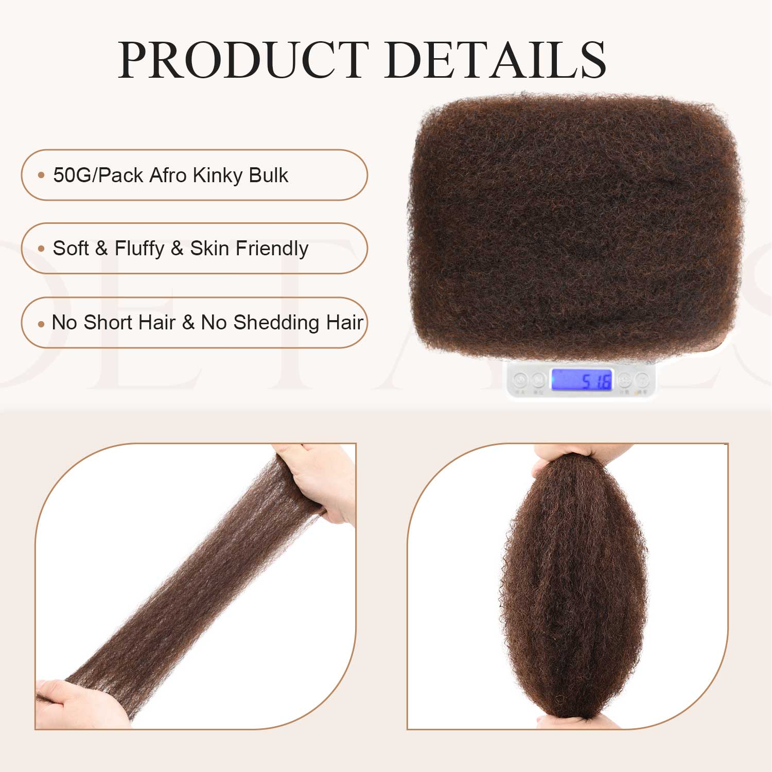 #4 Afro Kinky Bulk Human Hair for Dreadlocks/Braids/Twists/Repair Locs